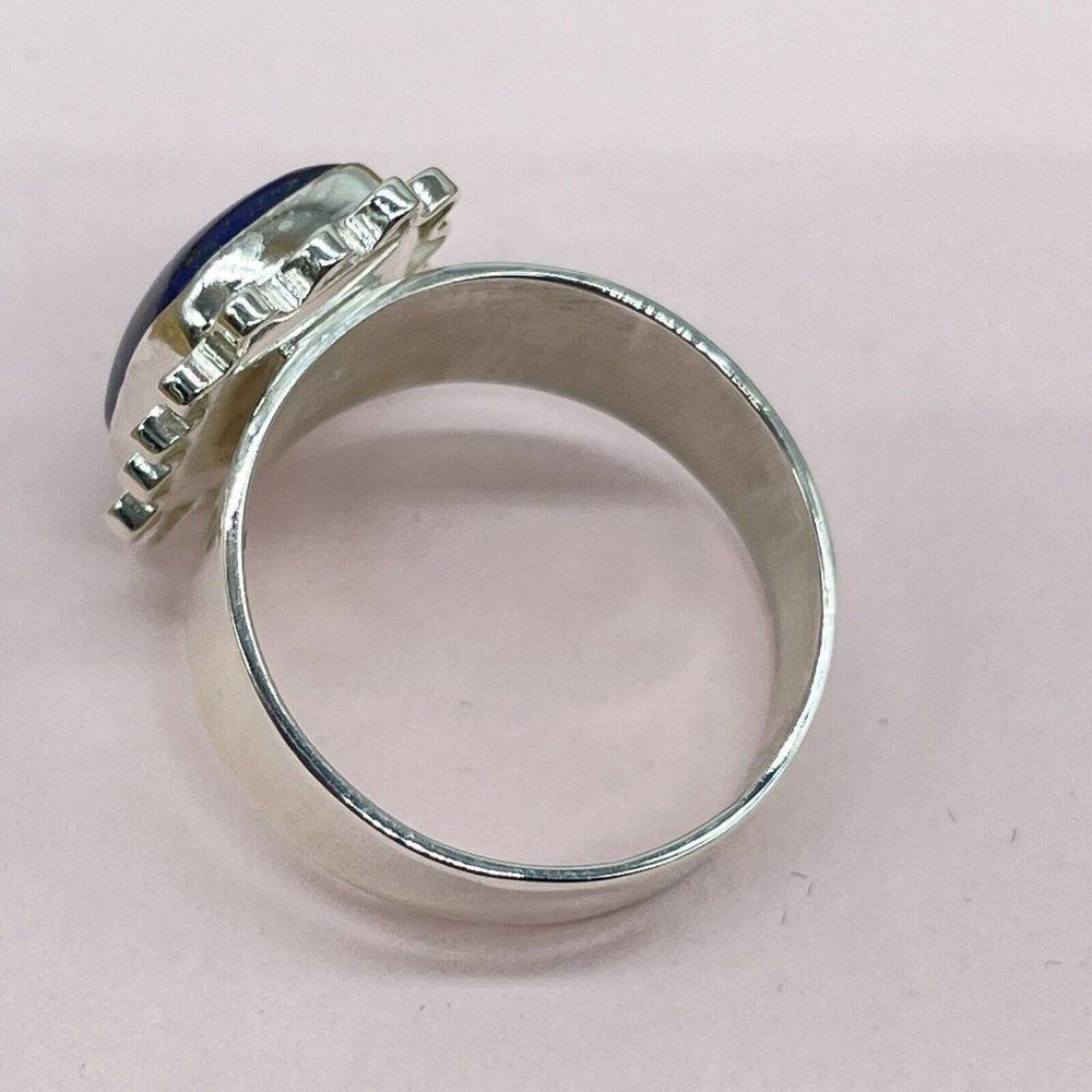Jay King Sterling Silver Lapis Ring Cushion Cut Lattice Design Size 9.5 Signed - Picture 7 of 10